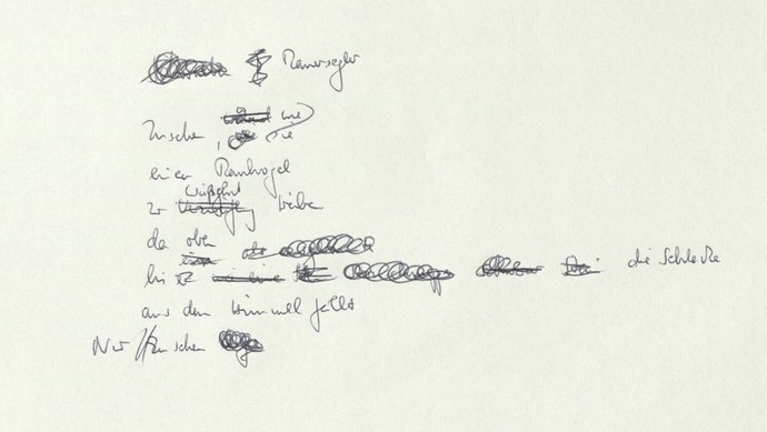 Handschrift zum Gedicht "Mauersegler"
