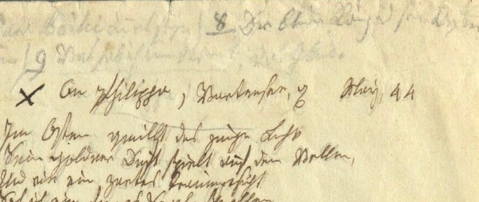 Ausschnitt aus Drostes Manuskript von "An Philippa"