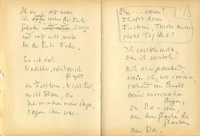 Entwürfe zu "Als wie" in Ernst Meisters Arbeitsbuch