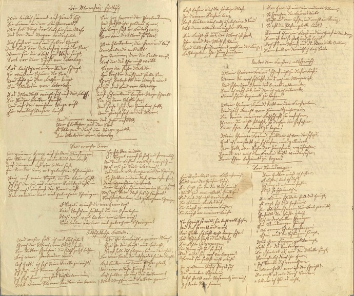 Drostes Handschrift von "Der weiße Aar" und anderen Liedtexten